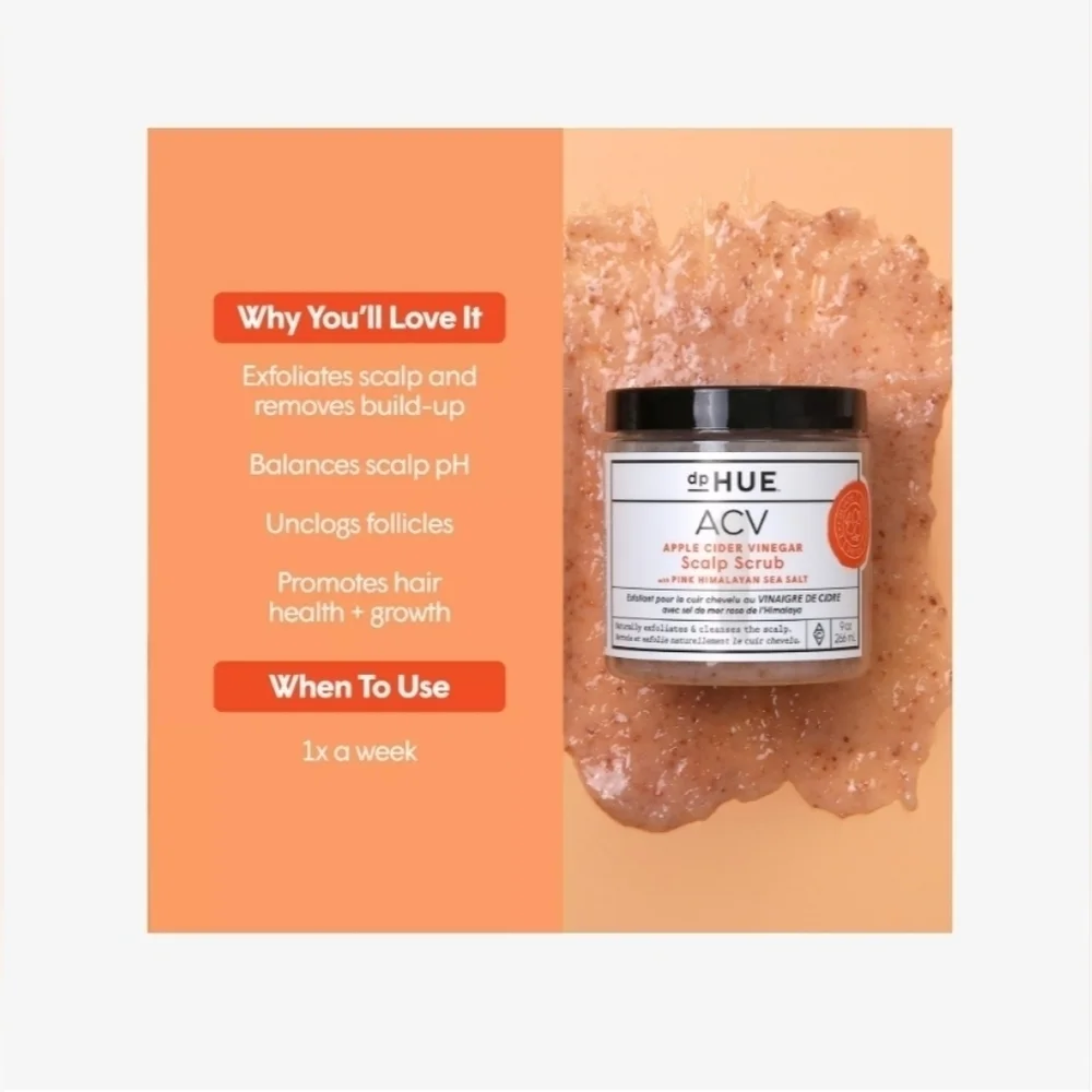 NEW! dpHUE,Apple Cider Vinegar Scalp Scrub with Pink Himalayan Sea Salt,Set of 2